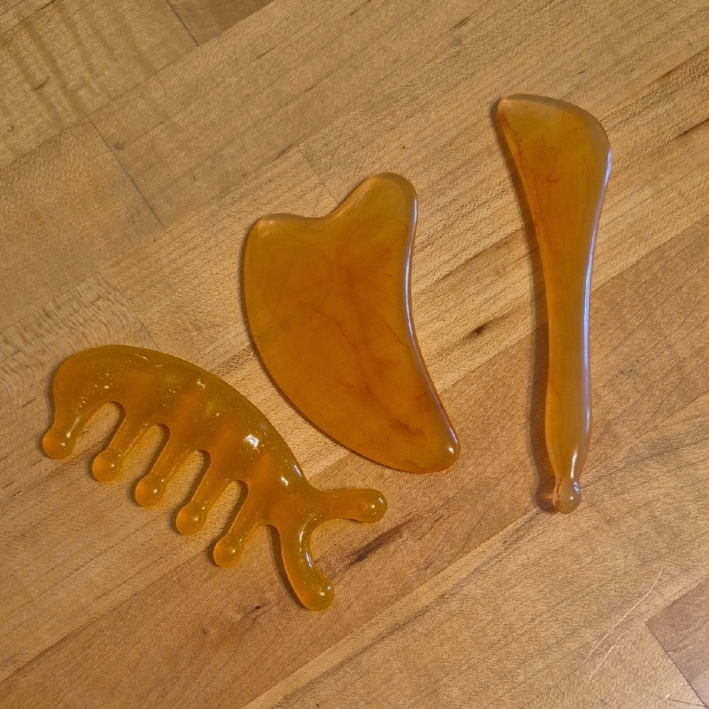 Gua Sha Massage Tools 3 Pc Face & Body Scraping Spa Care Facial Trigger Points